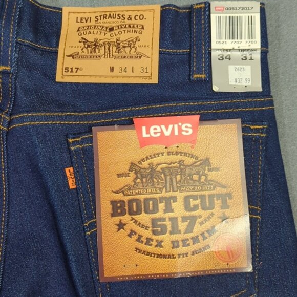 Levi's Vtg Jeans Men's 34x31 Blue Deadstock 517 Boot Cut Orange Tab Made In USA - Picture 4 of 14